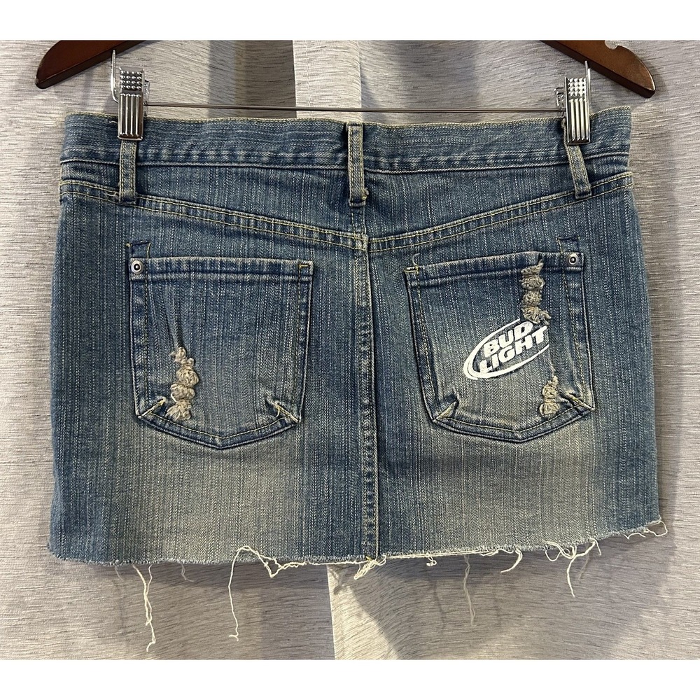 Vintage Budweiser Y2K Micro Mini Denim Skirt Size 7/8‎